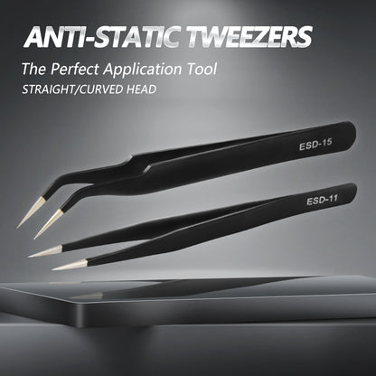 Precision Stainless Forceps Curved Straight Tweezers For Motherboard Repair IPad Repair 5