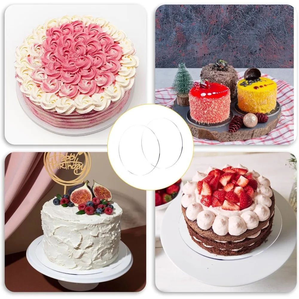 Premium Clear Acrylic Cake Boards Set  Reusable Round Cake Display Boards For Baking Decorating  De 5