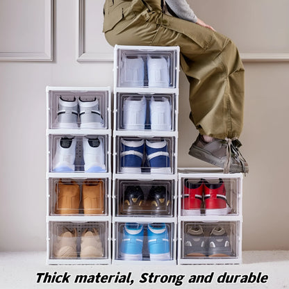 Transparent Fold Able Shoes Box Stack Able Sneaker Storage Organizer Dust Proof Hightop Shoe Rack S 4