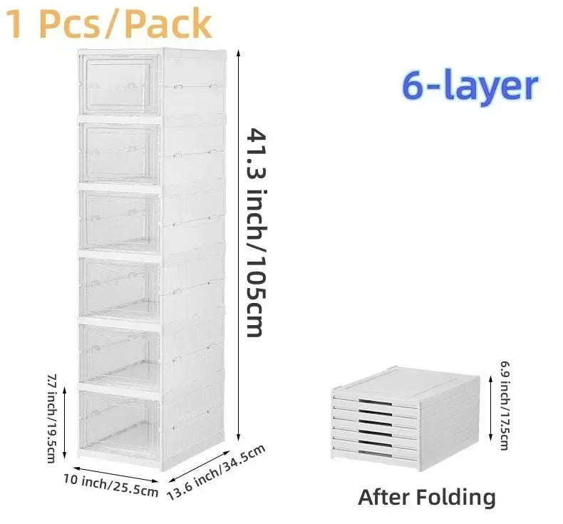 Transparent Fold Able Shoes Box Stack Able Sneaker Storage Organizer Dust Proof Hightop Shoe Rack S 7