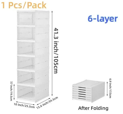 Transparent Fold Able Shoes Box Stack Able Sneaker Storage Organizer Dust Proof Hightop Shoe Rack S 7