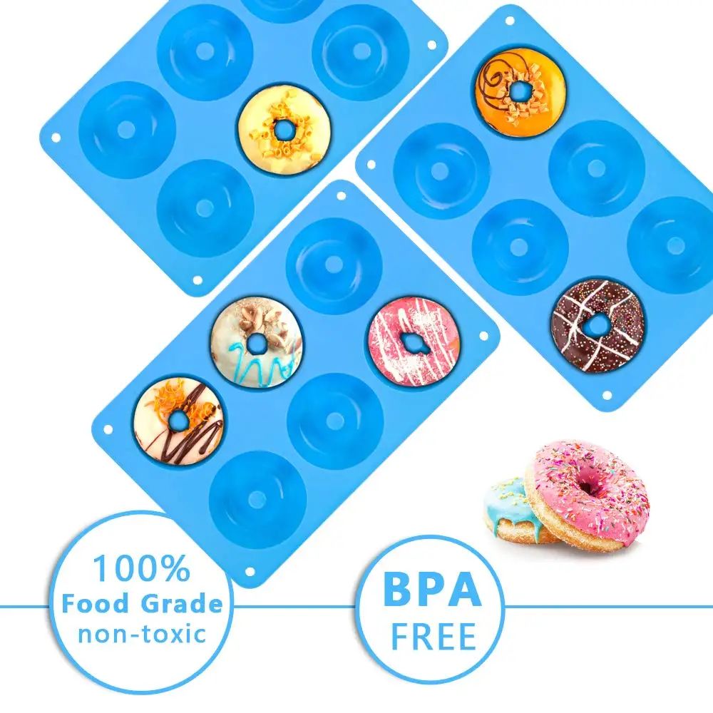 Premium 6Cavity Silicone Donut  Baking Mold  NonStick Pastry Cake  Dessert Pan 4