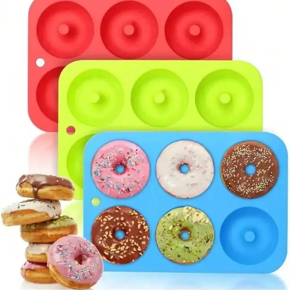 Premium 6Cavity Silicone Donut  Baking Mold  NonStick Pastry Cake  Dessert Pan 15