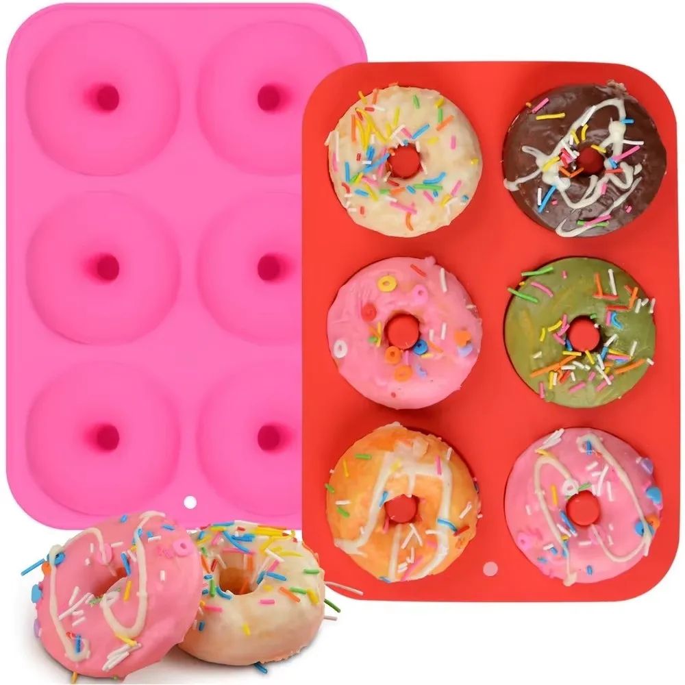 Premium 6Cavity Silicone Donut  Baking Mold  NonStick Pastry Cake  Dessert Pan 16