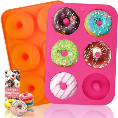 Premium 6Cavity Silicone Donut  Baking Mold  NonStick Pastry Cake  Dessert Pan 14