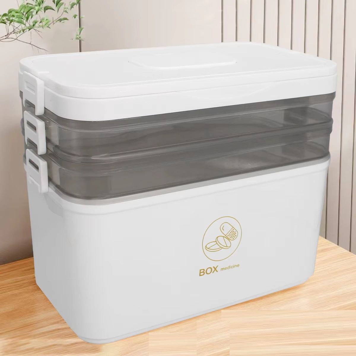 Portable Medicine Box, Large Capacity First Aid Kit, Multi-layer Drug Storage Case for Family Emergency Use