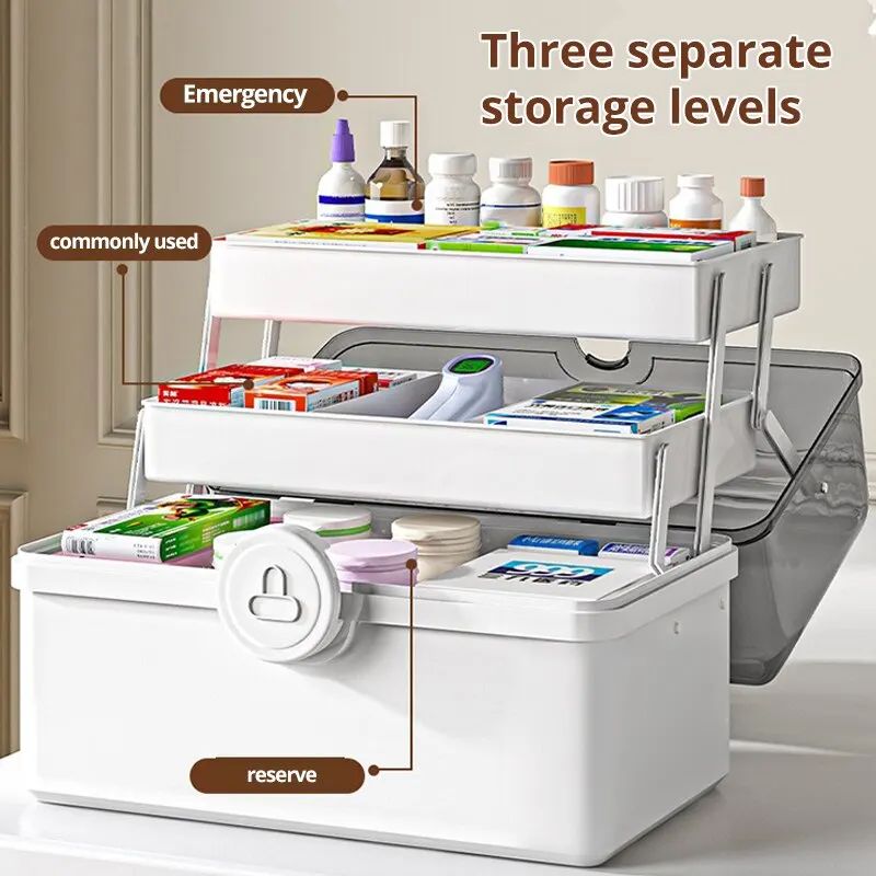 White Large Capacity Home Medicine Box MultiLayer Storage Box For Organization 2