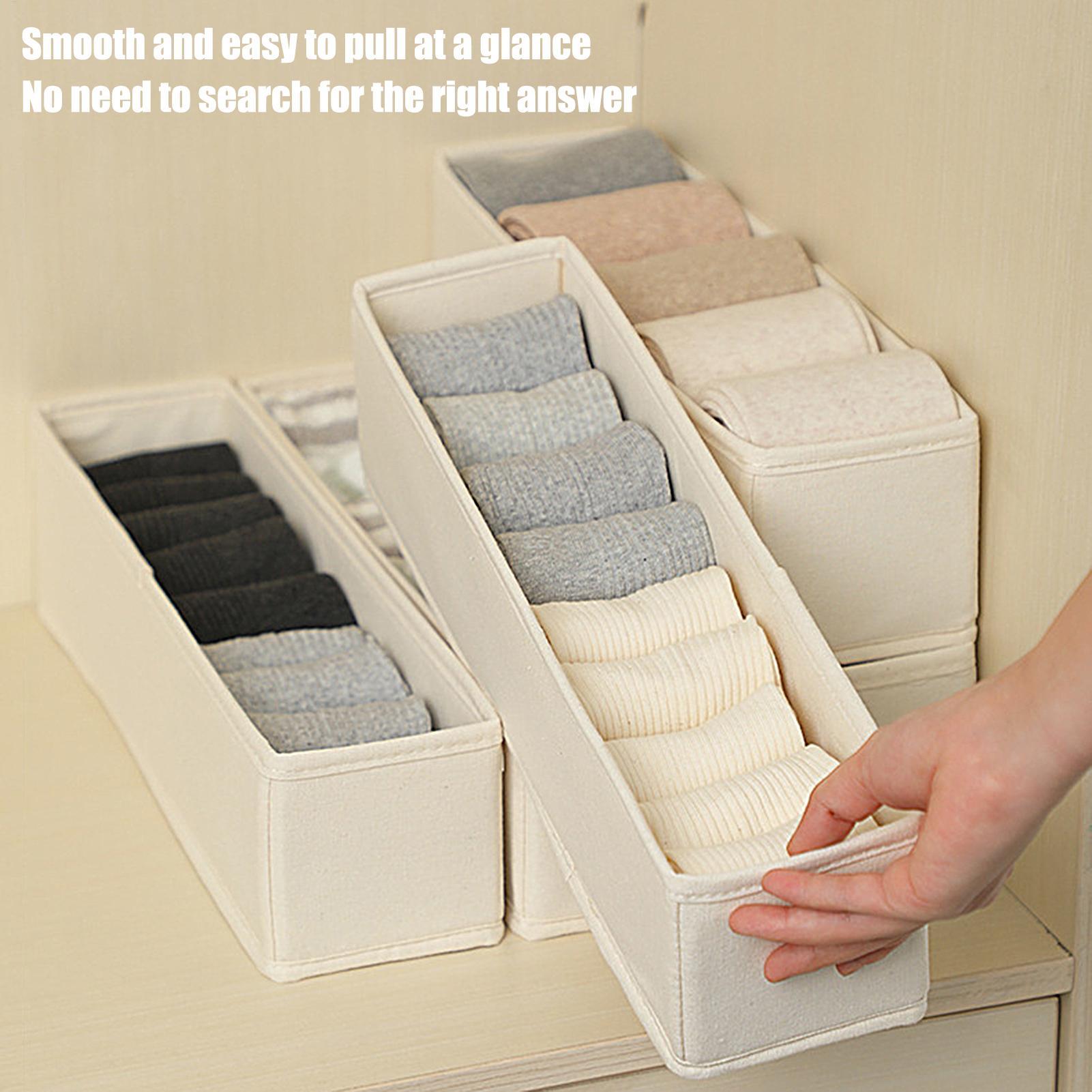 Space-Saving Long Storage Bin, Durable Fabric Storage Organizer, Foldable Sock Underwear Drawer Organizer