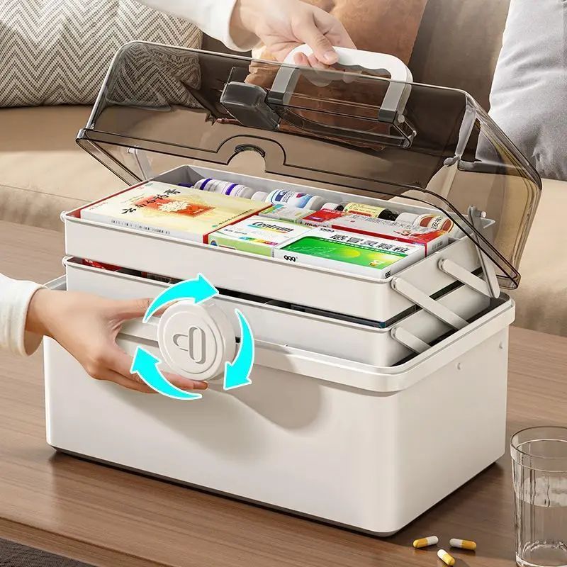 White Large Capacity Home Medicine Box Multi-Layer Storage Box for Organization