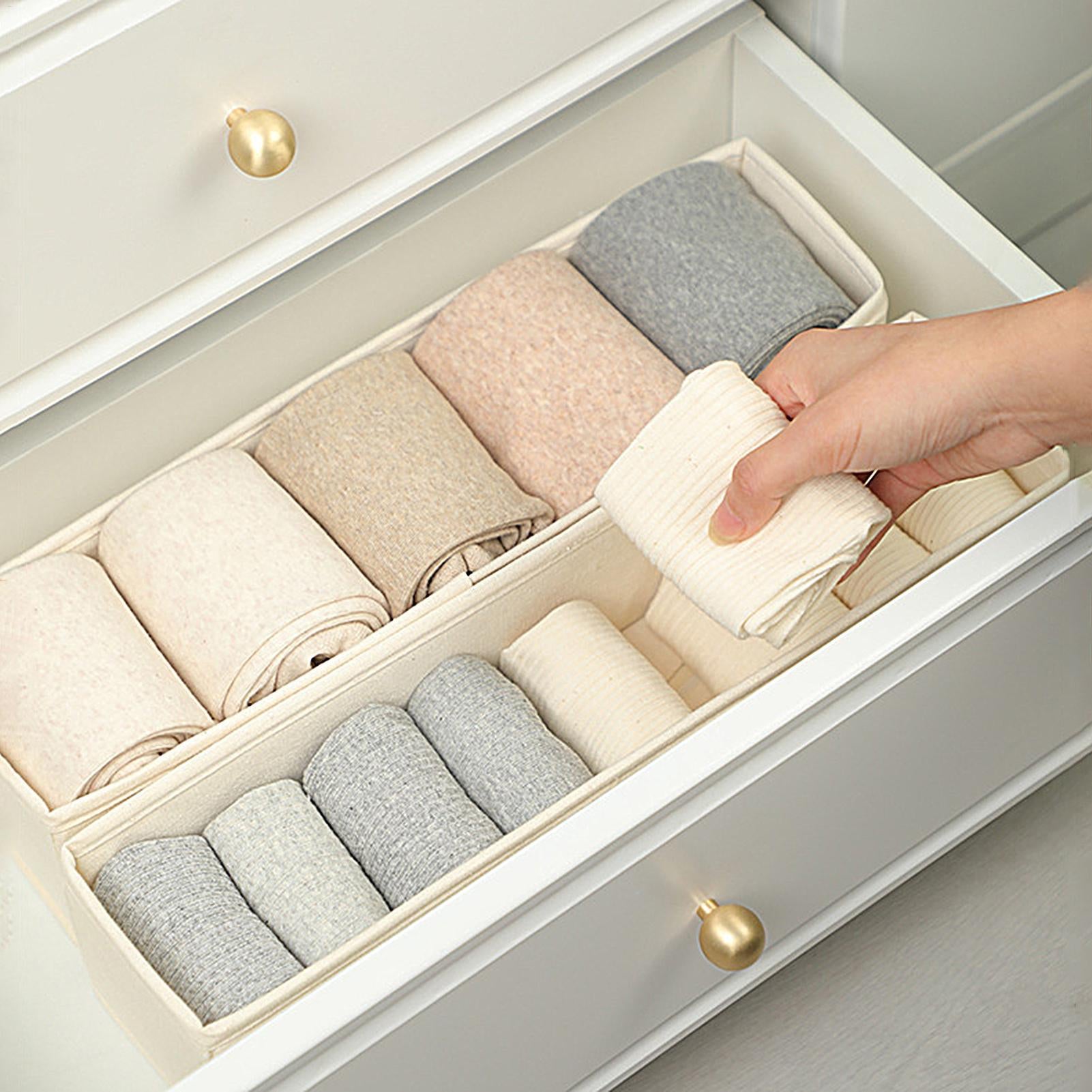 Space-Saving Long Storage Bin, Durable Fabric Storage Organizer, Foldable Sock Underwear Drawer Organizer