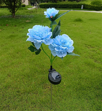 Waterproof Solar Garden Lights Head Peony Flowers For Yard Outdoor Lawn Decor Pathway Pink Lights 5
