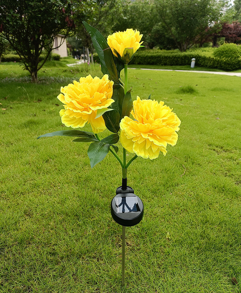 Waterproof Solar Garden Lights Head Peony Flowers For Yard Outdoor Lawn Decor Pathway Pink Lights 7