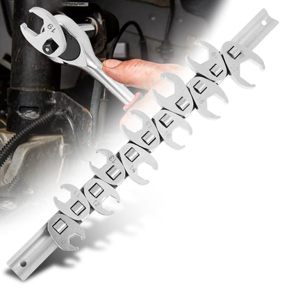 Dual Purpose Wrenches Tool Kit, Flare Nut Wrench Set, Crowfoot Wrench Set with Rack Horn