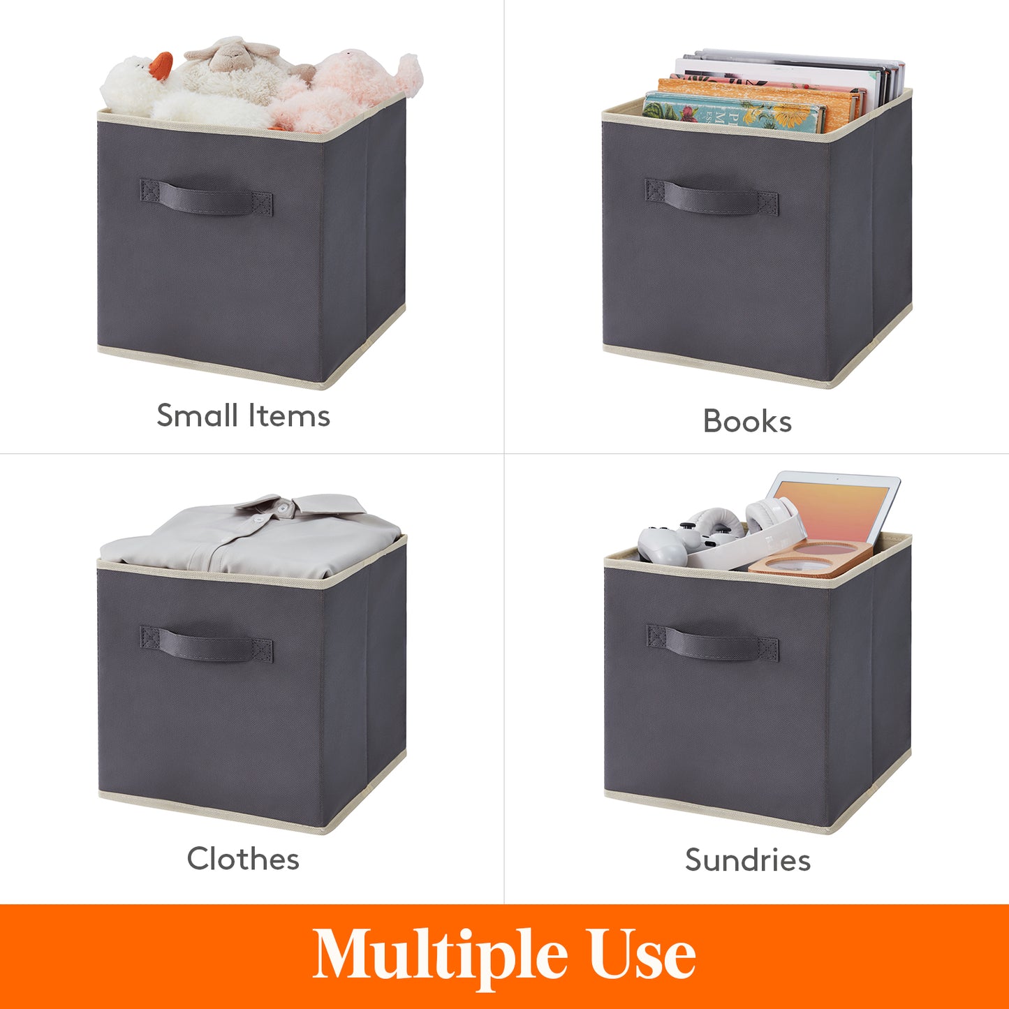 Cube Storage Bins Fold Able Fabric Storage Baskets With Handles For Shelves And Closet 3