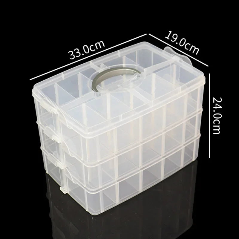 Clear Jewelry Sundries Organizer Adjustable Compartment Toy Container Stackable 3Tier Plastic Stora 8