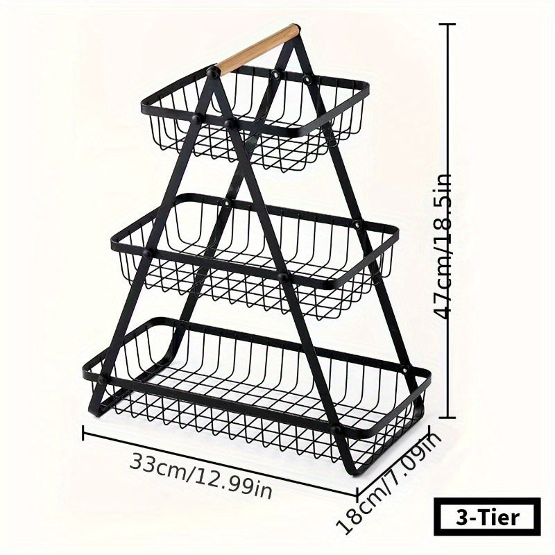 Three Tier Fruit Basket With Sturdy Kitchen Storage Box Perfect For Fresh Produce And Household Kit 1