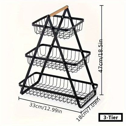 Three Tier Fruit Basket With Sturdy Kitchen Storage Box Perfect For Fresh Produce And Household Kit 1