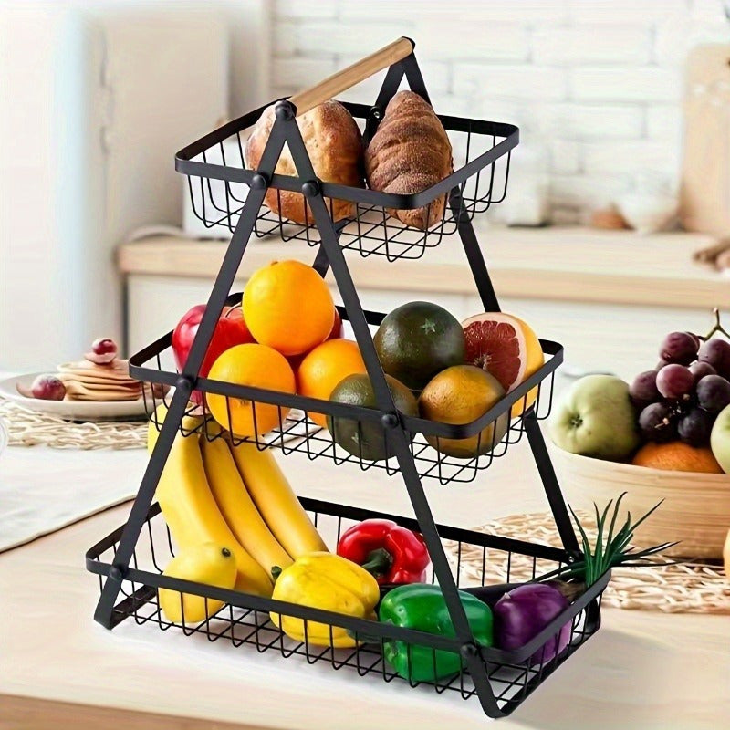 Three Tier Fruit Basket With Sturdy Kitchen Storage Box Perfect For Fresh Produce And Household Kit 4