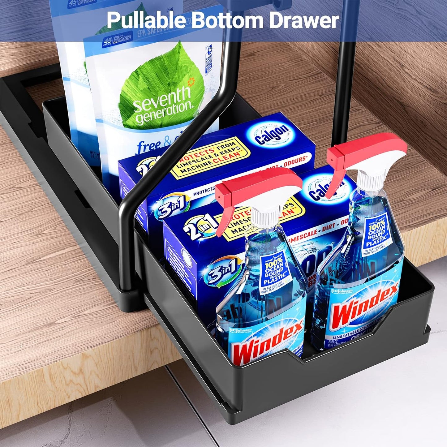 Under Sink Storage Rack DualSlide Storage Drawer Kitchen Cabinet Organizer 2