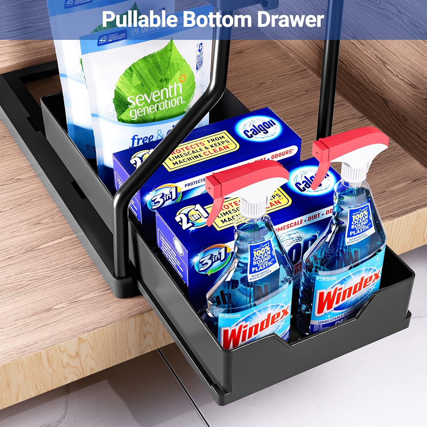 Under Sink Storage Rack DualSlide Storage Drawer Kitchen Cabinet Organizer 2