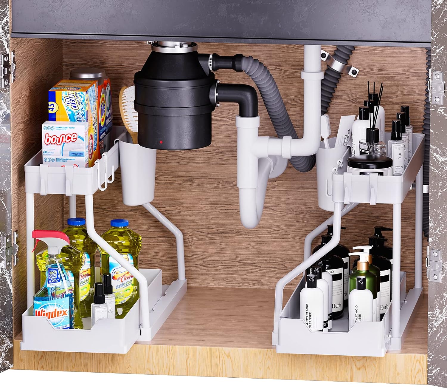 Under Sink Storage Rack DualSlide Storage Drawer Kitchen Cabinet Organizer 4
