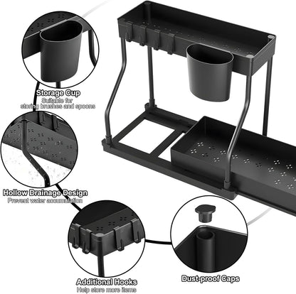 Under Sink Storage Rack DualSlide Storage Drawer Kitchen Cabinet Organizer 3