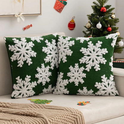 Snowflake Velvet Pillow Covers Set of 2 – Soft Christmas Cushion Covers with Festive Pattern & Hidden Zipper