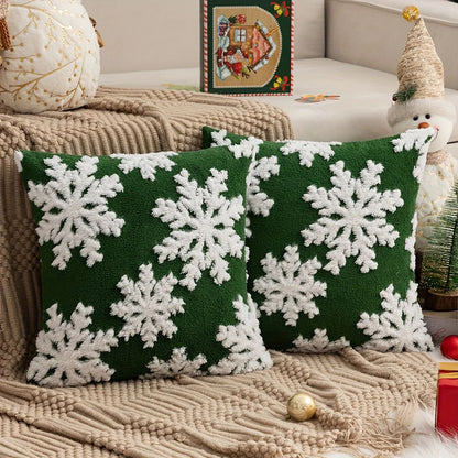 Snowflake Velvet Pillow Covers Set Of 2  Soft Christmas Cushion Covers With Festive Pattern  Hidden 3