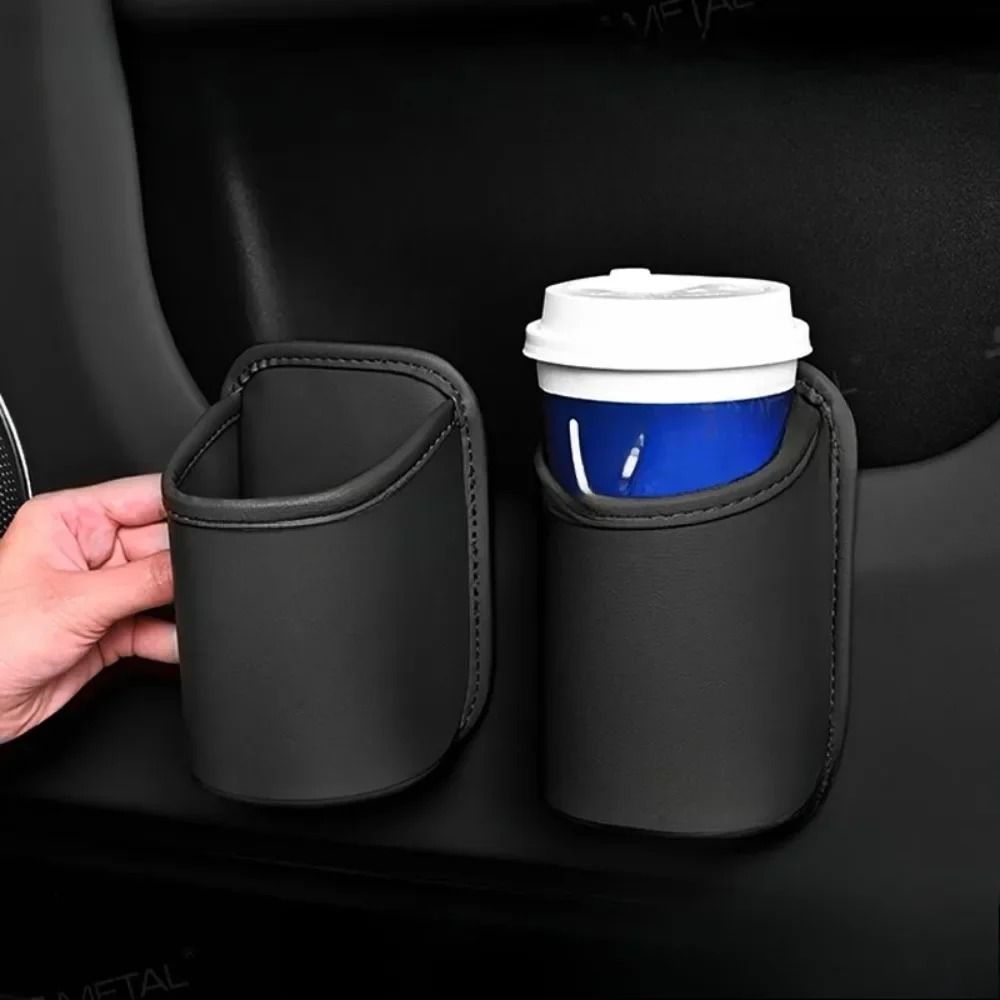 Car Door Cup Holder Leather Storage Bin for Back Seat Organization