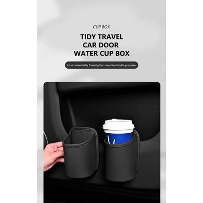 Car Door Cup Holder Leather Storage Bin For Back Seat Organization 5