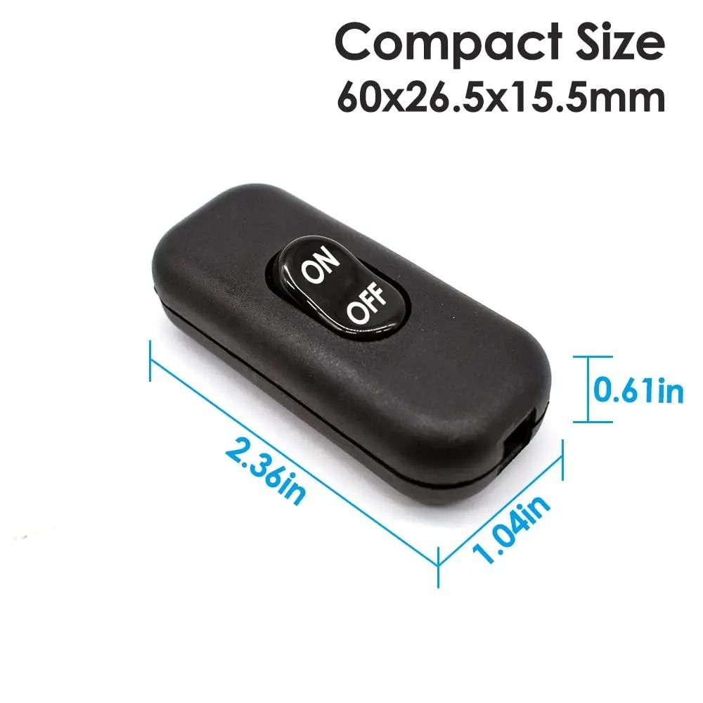 Inline Cord Switch Set Black AC 250V 6A On Off Rocker For Lamps And Appliances 1