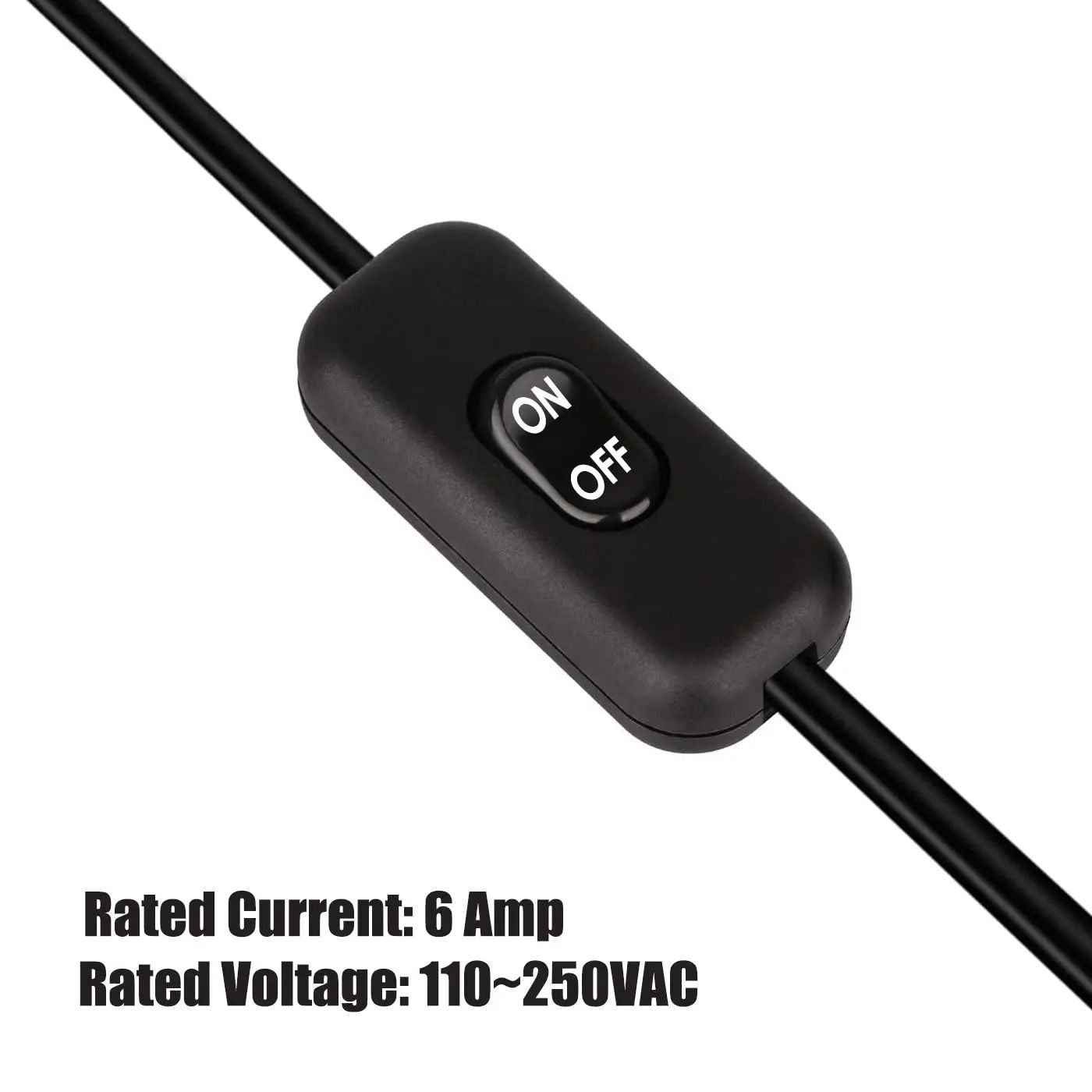 Inline Cord Switch Set Black AC 250V 6A On Off Rocker For Lamps And Appliances 3