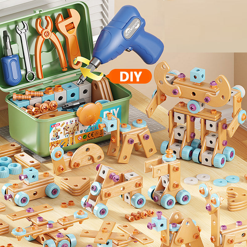 Early Educational DIY Nut Hand Puzzle Toy For Boys Shape Insert Blocks Simulated Screwing Toolbox A 1