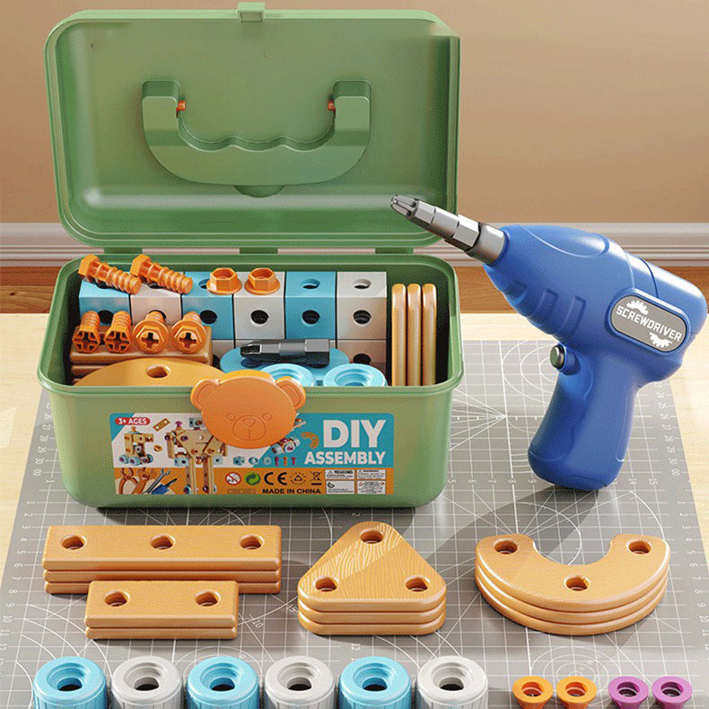 Early Educational DIY Nut Hand Puzzle Toy For Boys Shape Insert Blocks Simulated Screwing Toolbox A 2