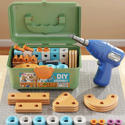 Early Educational DIY Nut Hand Puzzle Toy For Boys Shape Insert Blocks Simulated Screwing Toolbox A 2
