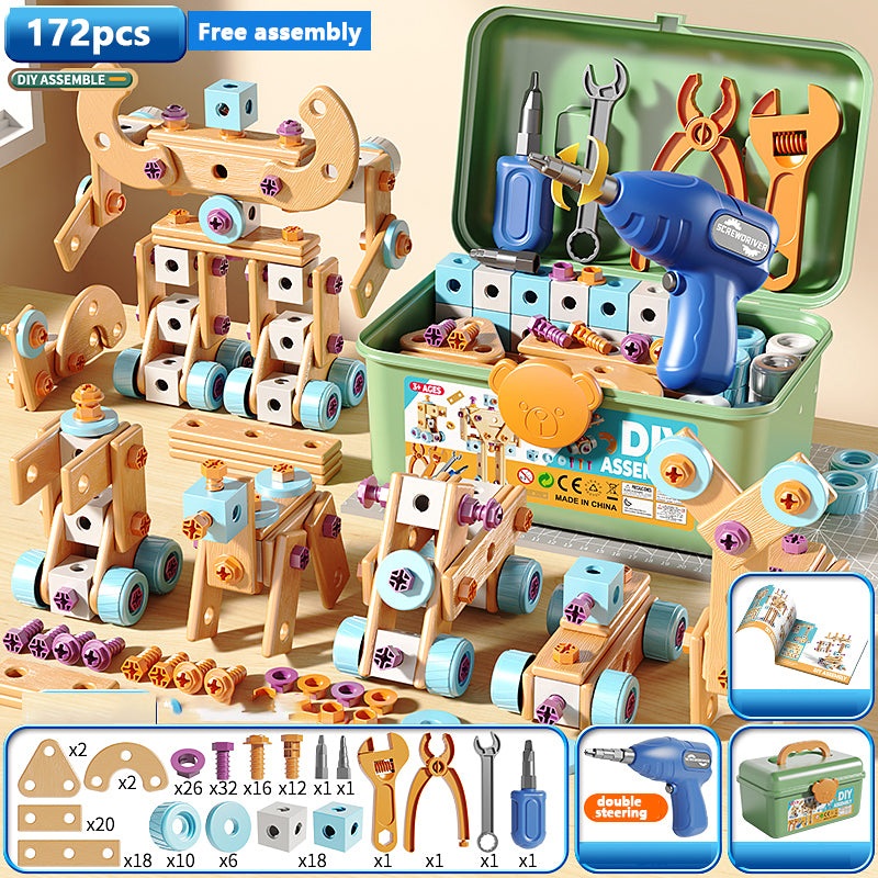 Early Educational DIY Nut Hand Puzzle Toy For Boys Shape Insert Blocks Simulated Screwing Toolbox A 7