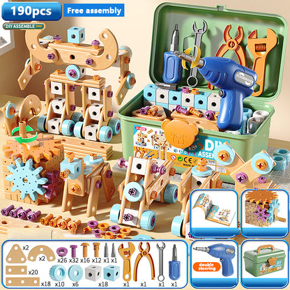 Early Educational DIY Nut Hand Puzzle Toy For Boys Shape Insert Blocks Simulated Screwing Toolbox A 8