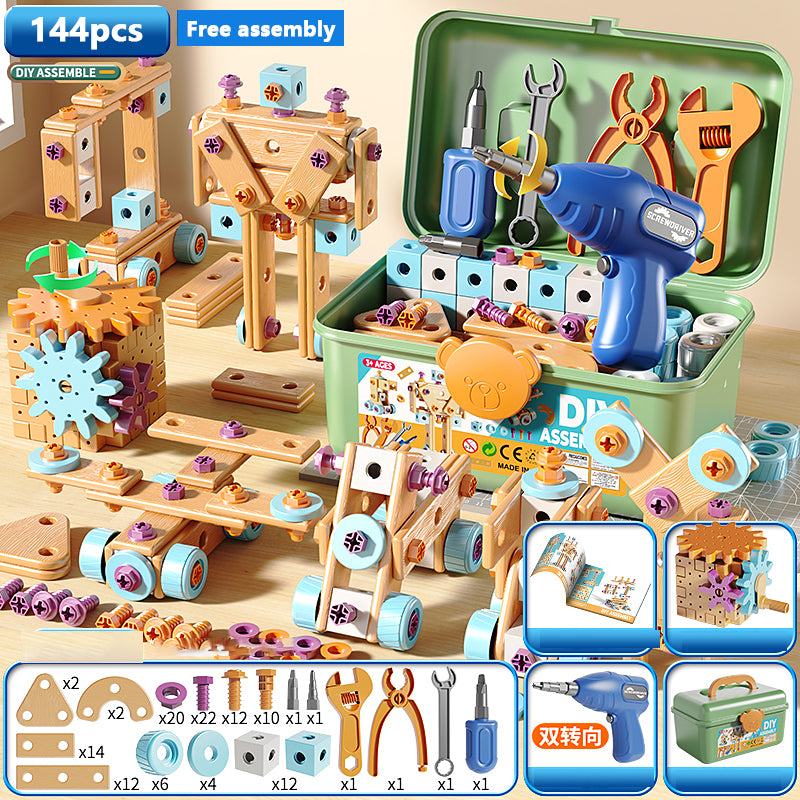 Early Educational DIY Nut Hand Puzzle Toy For Boys Shape Insert Blocks Simulated Screwing Toolbox A 6