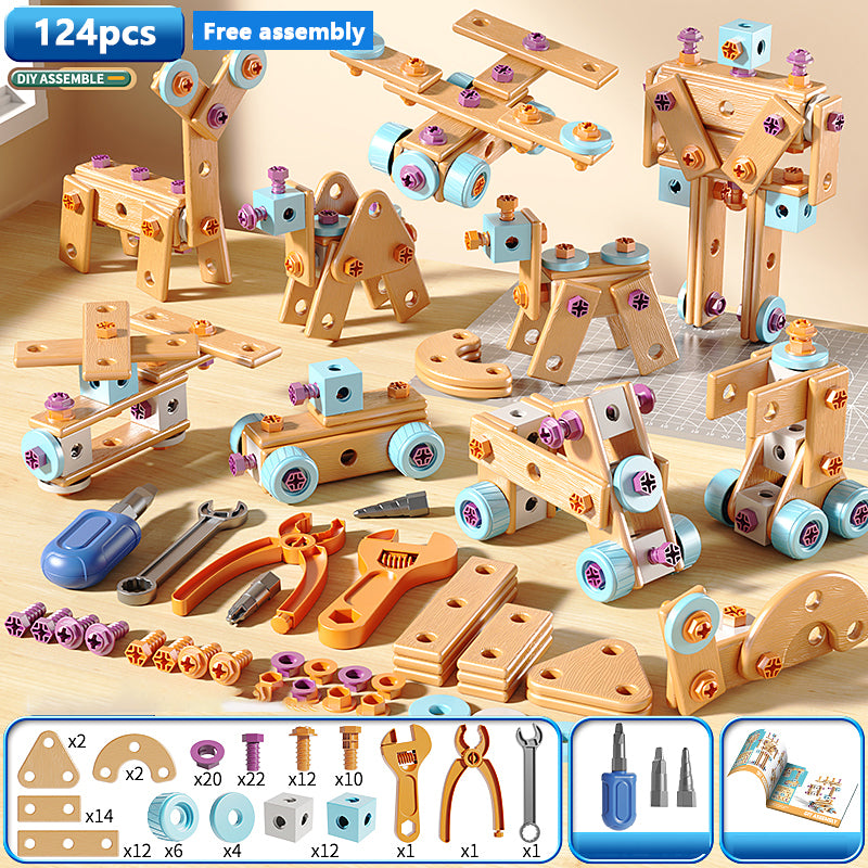 Early Educational DIY Nut Hand Puzzle Toy For Boys Shape Insert Blocks Simulated Screwing Toolbox A 5