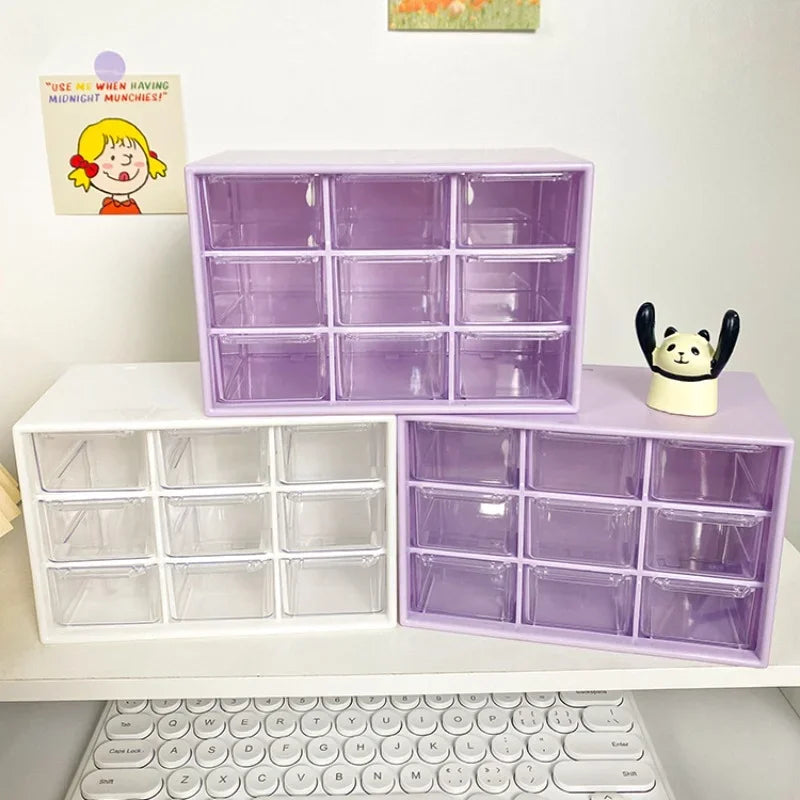 Cute Desktop Storage Boxes Organizer, Transparent Wall-mounted Student Desk Sundries Storage Box