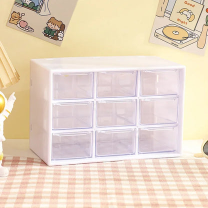 Cute Desktop Storage Boxes Organizer, Transparent Wall-mounted Student Desk Sundries Storage Box