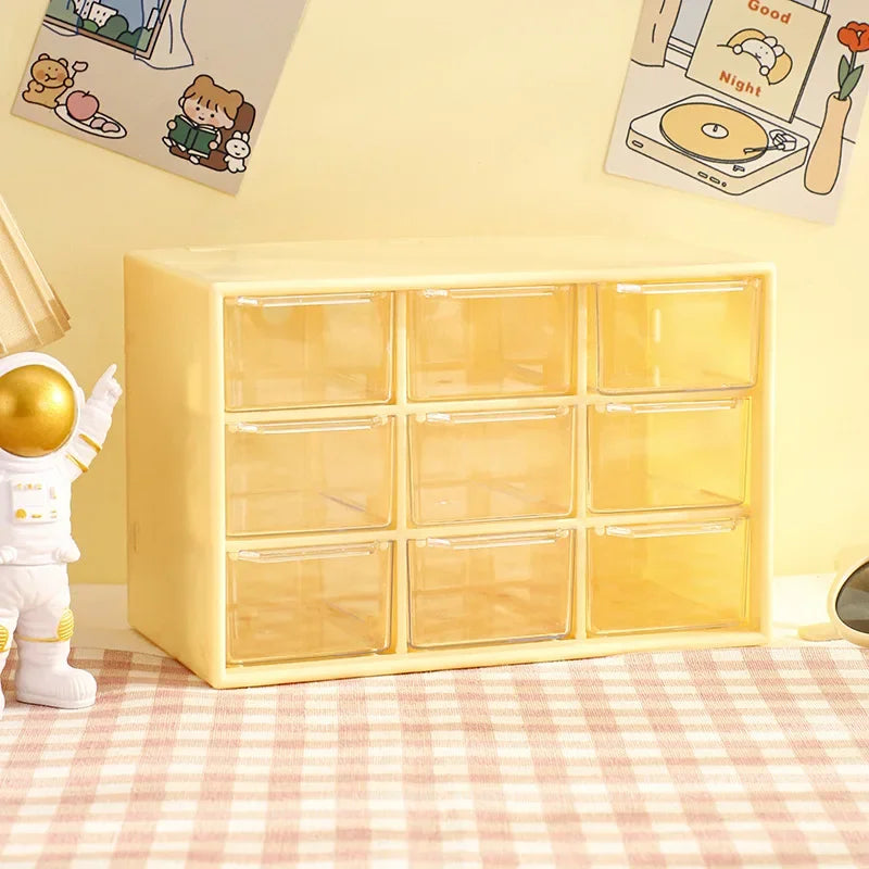 Cute Desktop Storage Boxes Organizer, Transparent Wall-mounted Student Desk Sundries Storage Box