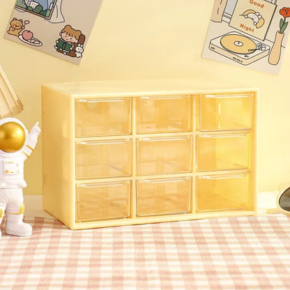 Cute Desktop Storage Boxes Organizer, Transparent Wall-mounted Student Desk Sundries Storage Box
