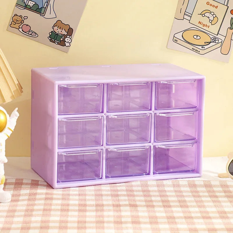 Cute Desktop Storage Boxes Organizer, Transparent Wall-mounted Student Desk Sundries Storage Box