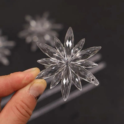 White Snowflake Christmas Decoration Pendants  15 Or 30 Transparent Crystal Snowflake Ornaments For 6
