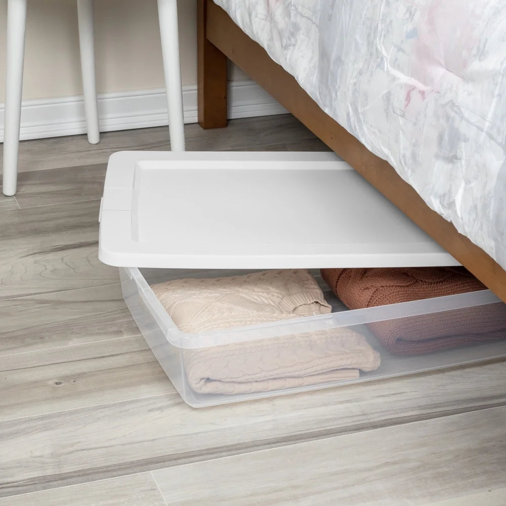 Clear Plastic Storage Bin Stackable Container With SnapOn Lid Ideal For Clothing Organization Home  3