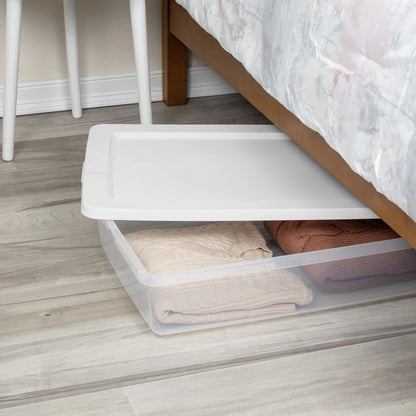 Clear Plastic Storage Bin Stackable Container With SnapOn Lid Ideal For Clothing Organization Home  3