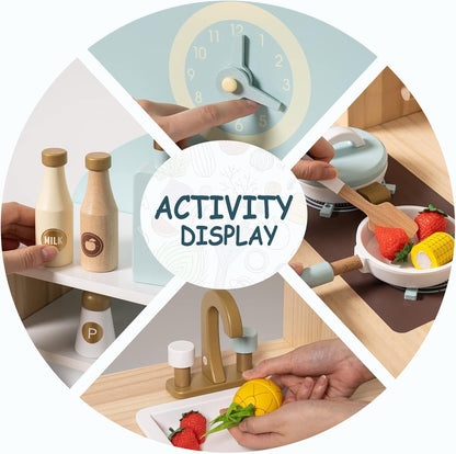 Toddler Kitchen Set Gift For Girls Boys Robotime Robud Wooden Kitchen For Kids Play Kitchen With Pl 3