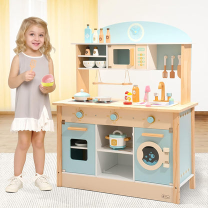 Toddler Kitchen Set Gift For Girls Boys Robotime Robud Wooden Kitchen For Kids Play Kitchen With Pl 1