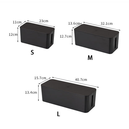 Dust Charger Socket Organizer, Cable Storage Box with Network Bin for Power Board Wire Management
